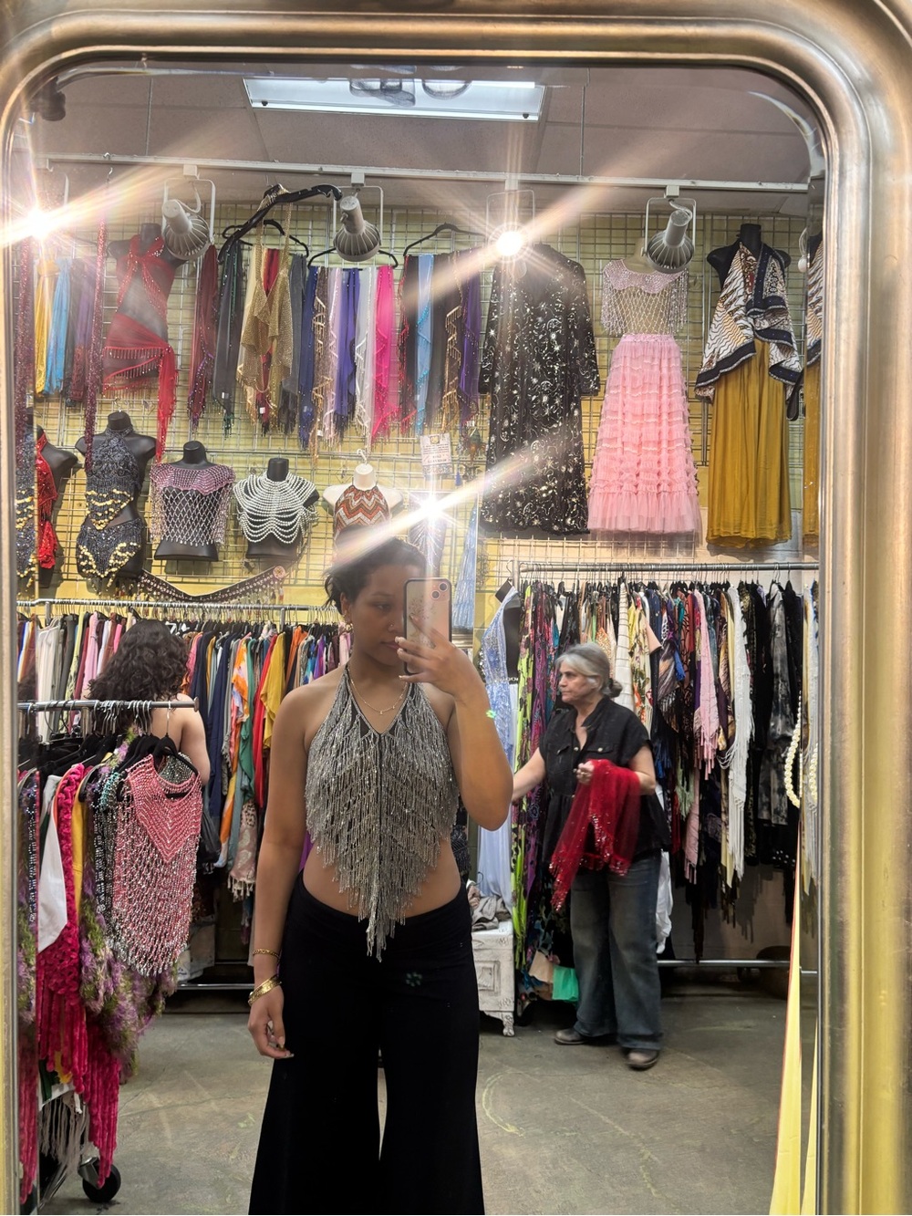 Fringe Halter Top in Silver